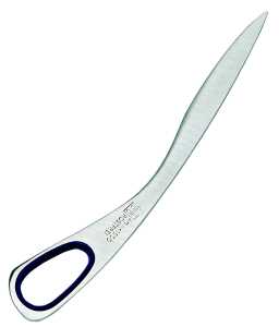 Brieföffner, gekrümmt, 16,5 cm, Griff blau gummiert, rostfreier Edelstahl