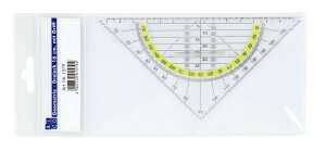 Geo-Dreieck, mit Griff, Kunststoff, transparent, 16 cm, mit Facette, farbige Gradskala, mit Tuschenoppen