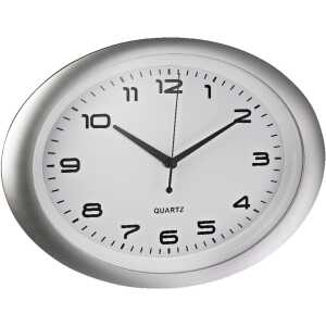Wanduhr, oval, silberfarben, Zifferblatt Weiß, exkl. Batterie, (B/T/H) 40/5,5/30 cm