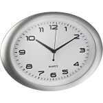 Wanduhr, oval, silberfarben, Zifferblatt Weiß,...