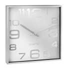 Wanduhr, quadratisch, silberfarben, Zifferblatt...