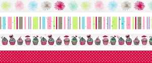Deko Tapes Party Pompons jede Rolle 5 m x 15 mm Papier-Tapes pastell