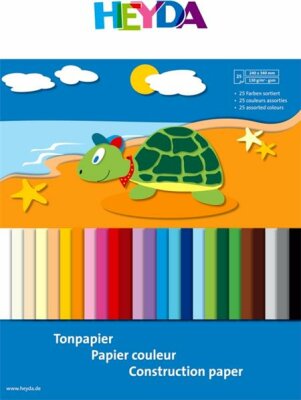 HEYDA 204773209 Tonpapier-Superblock 24 x 34 cm 100 % Recyclingpapier 25 Farben