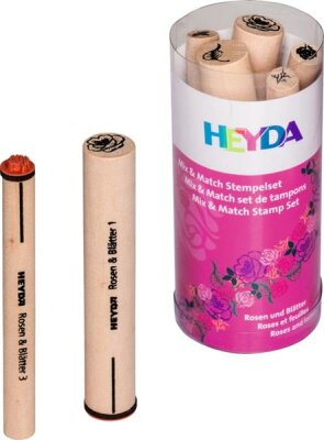 HEYDA 204888442 Stempel-Set Mix & Match Rosen & Blätter Holz