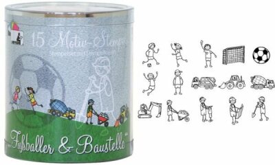 HEYDA 204888489 Stempel-Set Fußballer & Baustelle Holz