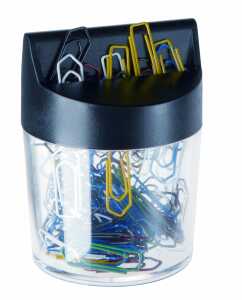 Alco Magnetdose, inkl. 100 Briefklammern, eckig, bunt gemischt, 26 mm