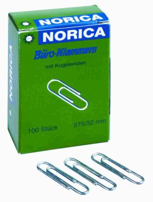 Alco NORICA Briefklammern, 32 mm, verzinkt, Schachtel à 100 Stück