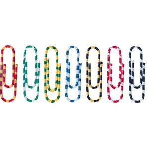 Briefklammern ZEBRA, bunt gemischt, kunststoffüberzogen, 28 mm, rund, Dose à 300 Stück