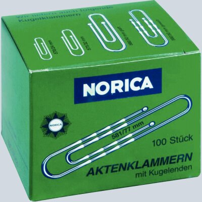 Alco NORICA Briefklammern, 77 mm, gewellt verzinkt, Schachtel à 100 Stück