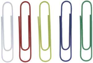 Aktenklammern kunststoffüberzogen, bunt gemischt, 50 mm, glatt, SB-Dose à 30 Stück