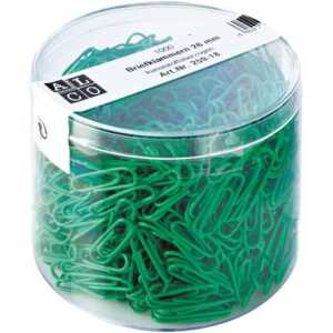 Briefklammern, kunststoffüberzogen, Grün, 26 mm, rund, Dose à 1000 Stück