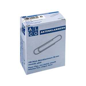 Aktenklammern, glatt, verzinkt, 50 mm, Schachtel à 100 Stück