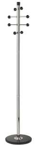 Edle Standgarderobe, Metall, silber- farben, Marmorfuß, 8 Kleiderhaken, (H/Ø) 175/35 cm
