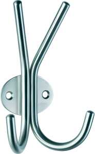 Garderobenhaken, doppelt, Edelstahl gebür, stabile Ausführung, inkl. Montagematerial