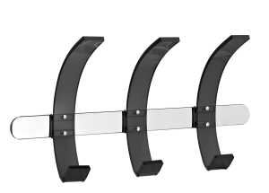 Wandgarderobe, verchromt, 3 rauch-schwarze Acrylhaken, (L/B/T) 37/9,5/20 cm