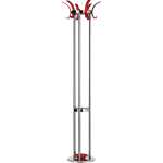 Standgarderobe, Metall, verchromt, 6 rote Acrylhaken,...
