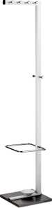 Garderobenständer, Metall, lackiert, Weiß, 10 Haken, Edelstahlfuß, (H/B/T) 178/35/36 cm