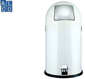 Abfallsammler, rund, Weiß, Push-Klappe, feuerverzinkter Einsatz Inhalt 20 L, (H/Ø) 63/34 cm