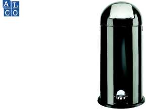 Abfallsammler, rund, Schwarz, Push-Klappe, feuerverzinkter Einsatz Inhalt 20 L, (H/Ø) 63/34 cm