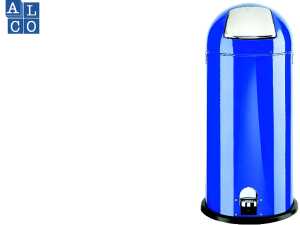 Abfallsammler, rund, Blau, Push-Klappe, feuerverzinkter Einsatz Inhalt 20 L, (H/Ø) 63/34 cm