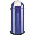 Abfallsammler, rund, Blau, Push-Klappe, feuerverzinkter...