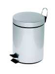 Tretabfalleimer, rund, silberfarben, Stahlblech,...