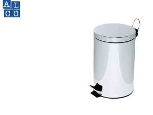 Tretabfalleimer, rund, silberfarben, Stahlblech, Kunststoffeinsatz, Inhalt 12 L, (H/Ø) 39,5/25,5 cm