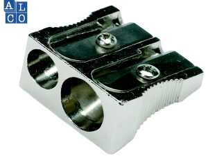 Bleistiftspitzer, Metall, doppelt, verzinkt, in Keilform, für Stifte Ø 8 mm & 11 mm