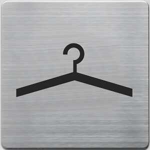 Piktogramm, "Garderobe", Edelstahl gebürstet, 90 x 90 mm,