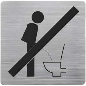 Piktogramm, Bitte setzen Edelstahl gebürstet, 90 x 90 mm, mit Selbstklebepad