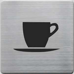 Piktogramm, "Cafeteria", Edelstahl gebürstet, 90 x 90 mm,