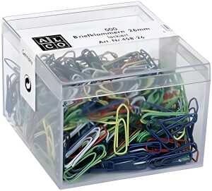 Briefklammern, lackiert, Dunkelblau, eckig, 26 mm, Dose à 500 Stück