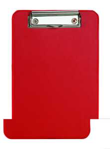 Klemmbrett, DIN A5, Rot, kunststoffüberzogen, abwaschbar, abgerundete Kanten