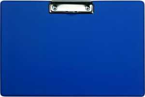 Klemmbrett, DIN A4, quer, Blau, kunststoffüberzogen, abwaschbar, abgerundete Kanten