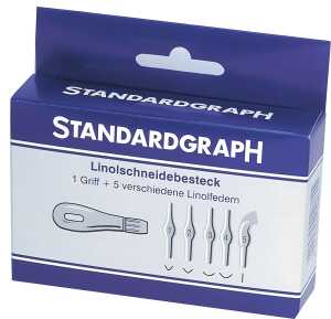 Standardgraph Linolschnitt Schneidebesteck 5 Federn + Griff