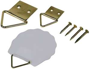 Klappösen, vermessingt, 11 mm, SB-Dose à 10 Stück, mit Dreiecksösen & je 2 Nägeln