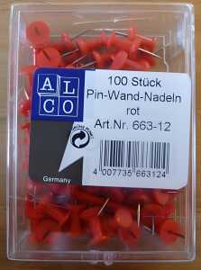 Alco Pinnwandnadel Kunststoff rot 12mm 100 ST