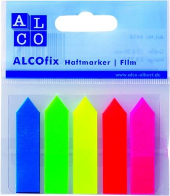 Alco ALCOfix Haftmarker, Film, Pfeile, 12 x 50 mm, je Farbe 25 Stück,