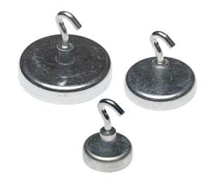 Hakenmagnete, rund, verzinkt, Ø 47 mm, Haftkraft min. 15 kp