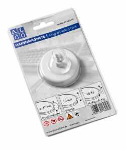 Hakenmagnete, rund, Weiß, Ø 47 mm, Haftkraft min. 15 kp, 1 Stück auf SB-Karte