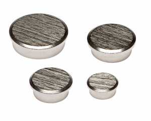 Superkraftmagnete, silberfarben, gebürstet, Ø 30 mm, Haftkraft 21 kp Neodym