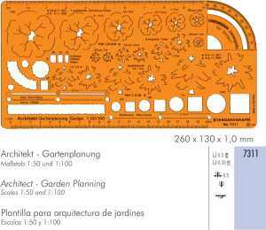 Standardgraph Schablone Architekt-Gartenplanung Maßstab 1:50 und 1:100