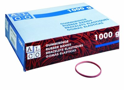 Alco Gummibänder, Rot, 130 x 10 mm, Schachtel à 0,5 kg