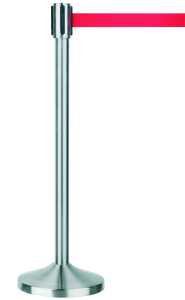 Gurtständer, Edelstahl gebürstet, roter Gurt, je 1 x 8001, 8002, 8003-12, (H/Ø) ca. 100/32 cm