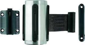 Gurt-Wandkassette Innenbereich 50 mm 3 m Edelstahl mit schwarzem Gurt