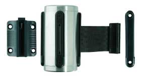 Gurtkassette, für Wandmontage, verchromt, zur Gurtaufnahme, schwarzer Nylon Gurt