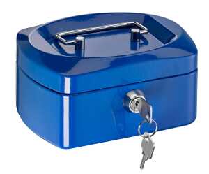 Geldkassette, neuartige Optik, Blau, Seiten gewölbt, Deckel formschön, (L/B/H) 155/120/80 mm