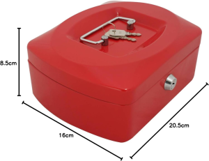 Geldkassette, neuartige Optik, Rot, Seiten gewölbt, Deckel formschön, (L/B/H) 205/160/85 mm