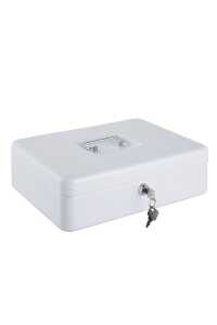 Geldkassette, neuartige Optik, Weiß, Seiten gewölbt, Deckel formschön, (L/B/H) 330/235/90 mm