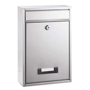 Briefkasten, mit Klarsichtfenster & Namensschildhalter, silberfarben, (L/B/H) 21,5/32/8,5 cm